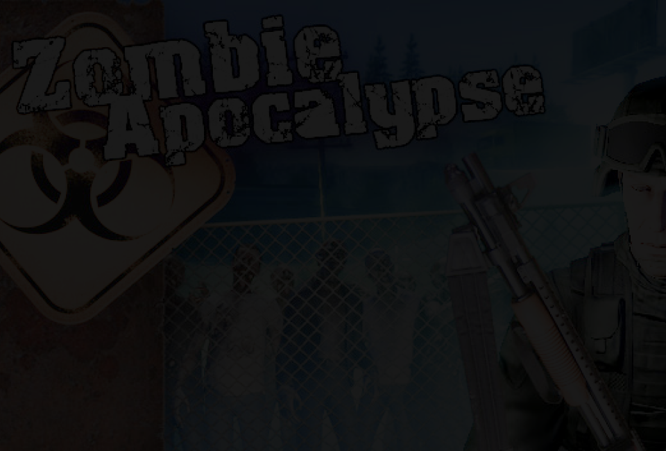 Faded background image stating zombie apocalypse.
